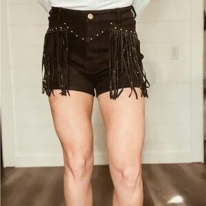 Black Fringe Women's Shorts